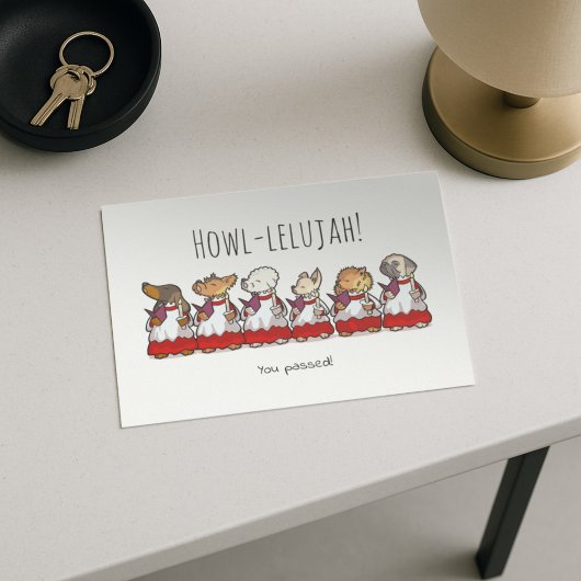 Funny Dog Choir Passed Test Or Exam Cartoon ポストカード