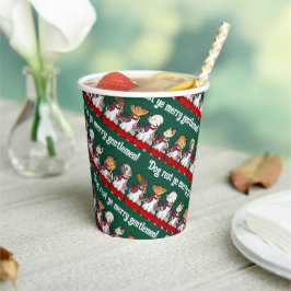 Funny Dog Choir Singing Xmas Carol Pug Pun Cartoon 紙コップ