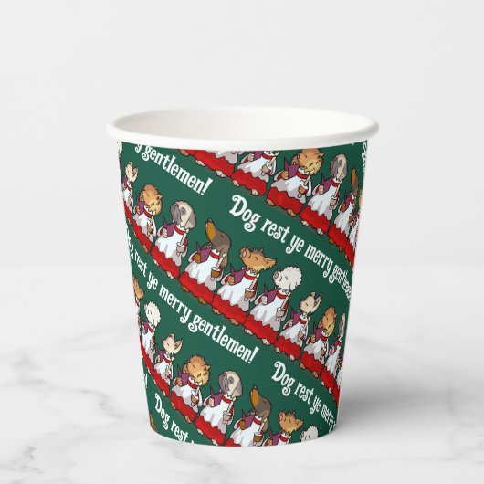 Funny Dog Choir Singing Xmas Carol Pug Pun Cartoon 紙コップ (裏面)