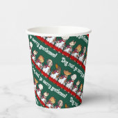 Funny Dog Choir Singing Xmas Carol Pug Pun Cartoon 紙コップ (左)