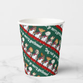 Funny Dog Choir Singing Xmas Carol Pug Pun Cartoon 紙コップ (正面)