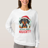 Funny Dog Christmas Family Santa Define Naughty Tシャツ (正面)