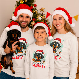 Funny Dog Christmas Family Santa Define Naughty Tシャツ