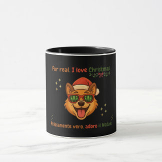 Funny Dog Christmas Mug – Bilingual Gift マグカップ