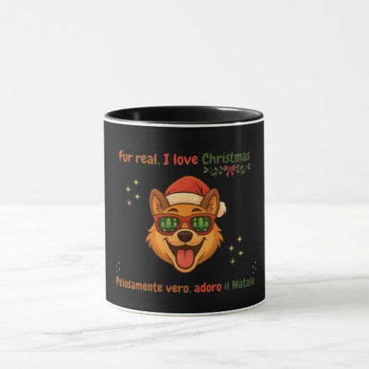 Funny Dog Christmas Mug – Bilingual Gift マグカップ (中央)