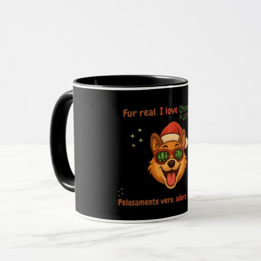 Funny Dog Christmas Mug – Bilingual Gift マグカップ (正面左)
