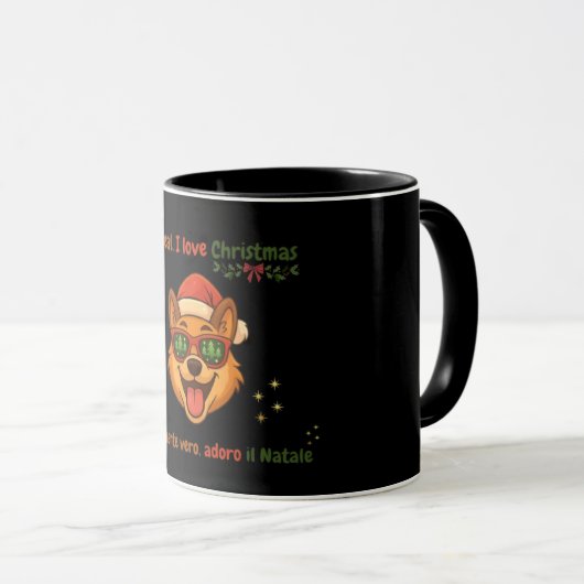 Funny Dog Christmas Mug – Bilingual Gift マグカップ (正面右)