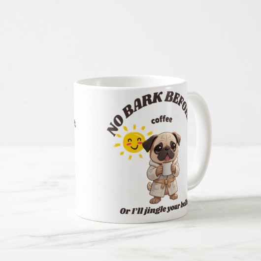 Funny Dog Christmas Mug – No Bark Before Coffe コーヒーマグカップ (正面右)