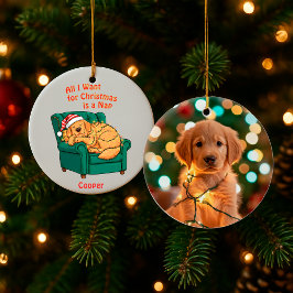 Funny Dog Christmas Ornament – Custom Pet Photo セラミックオーナメント