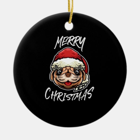Funny Dog Christmas Pajamas Gift for Dog Lovers Wo セラミックオーナメント (正面)