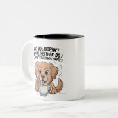 Funny Dog & Coffee Quote Mug ツートーンマグカップ (正面左)