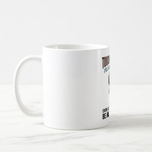 Funny Dog Coffee Warning Vintage Engraving Design_ コーヒーマグカップ (左)