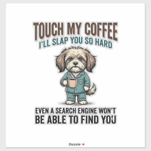 Funny Dog Coffee Warning Vintage Engraving Design_ シール (シート)