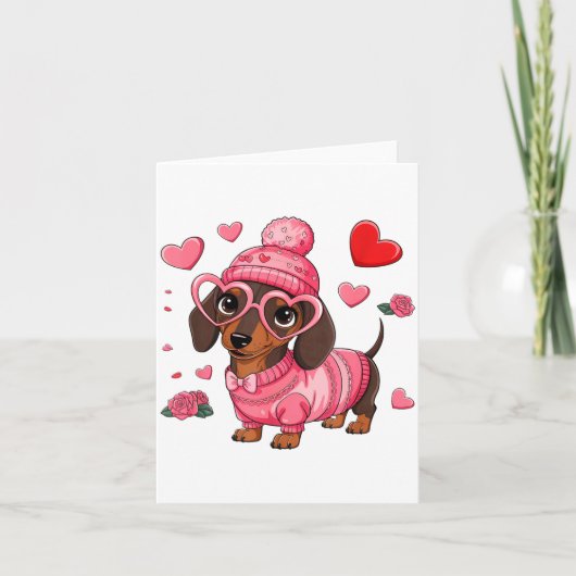 Funny Dog Dachshund Valentines Heart Dog Lover Men カード (正面)