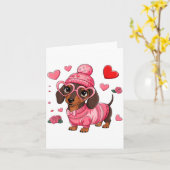 Funny Dog Dachshund Valentines Heart Dog Lover Men カード (黄色い花)