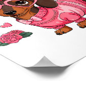 Funny Dog Dachshund Valentines Heart Dog Lover Men ポスター (角)