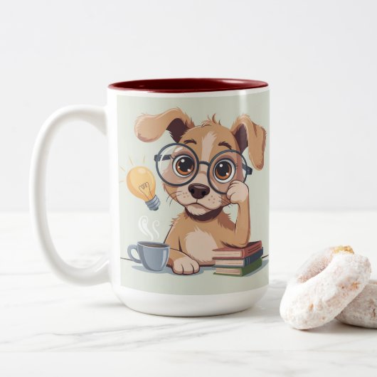 Funny Dog Desk Mug ツートーンマグカップ (ドーナツ)