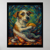 Funny Dog Eating Taco Graphic Art Design  ポスター (正面)