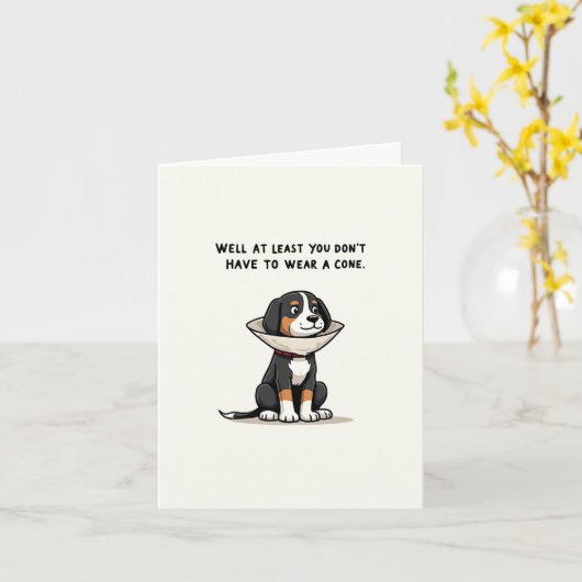 funny dog get well card カード (黄色い花)