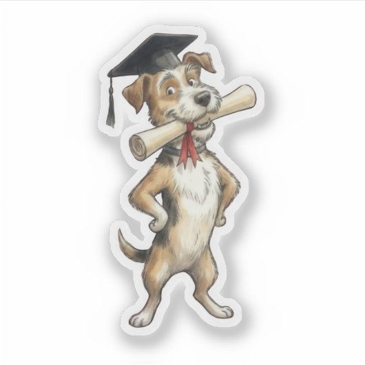 Funny Dog Graduation シール (正面)