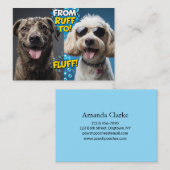 Funny Dog Grooming From Ruff to Fluff!” Cartoon 名刺 (正面/裏面)