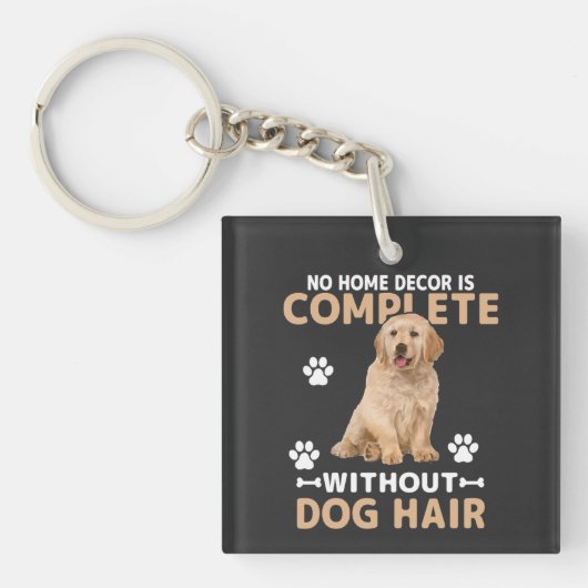 Funny Dog Hair Home Decor | Golden Retriever Dog  キーホルダー (正面)
