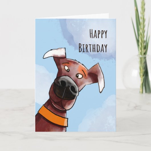 Funny Dog. Happy Birthday. カード (正面)