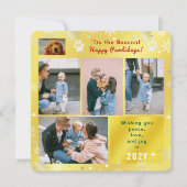 Funny Dog Happy Pawlidays Peace Love Photos Golden シーズンカード (正面)