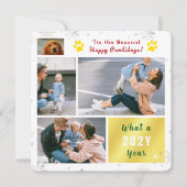 Funny Dog Happy Pawlidays Photos Christmas Letter シーズンカード (正面)