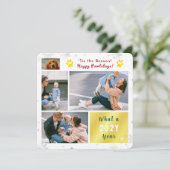 Funny Dog Happy Pawlidays Photos Christmas Letter シーズンカード (スタンド正面)