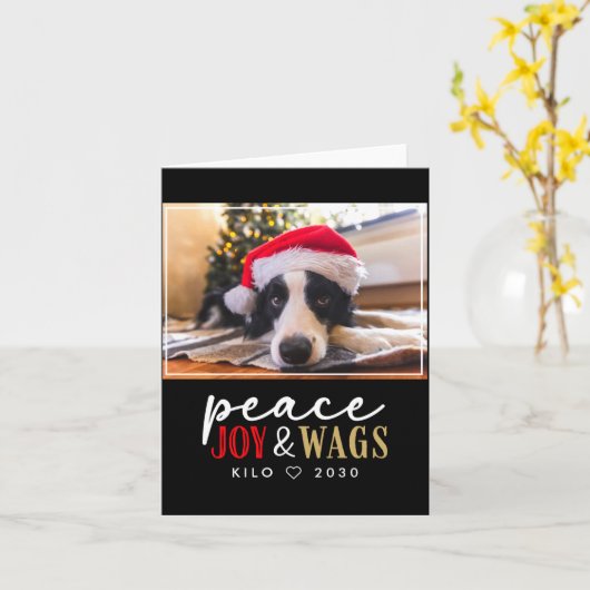 Funny Dog Lover Christmas Photo Cute D  カード (黄色い花)