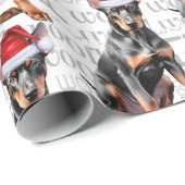 Funny Dog Lover Doberman Pinscher in a Santa Hat ラッピングペーパー (ロールコーナー)