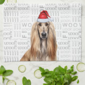 Funny Dog Lover Holiday Afghan Hound Christmas キッチンタオル (折り畳み)