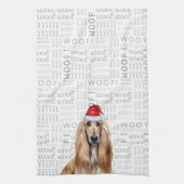 Funny Dog Lover Holiday Afghan Hound Christmas キッチンタオル (縦)