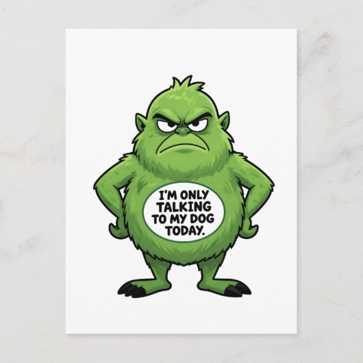 Funny Dog Lover Quote Grumpy Green Character ポストカード (正面)