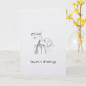 Funny Dog Lover Season's Greetings Christmas カード (黄色い花)