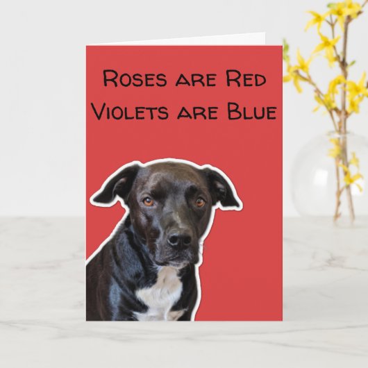 Funny Dog Lovers Valentine's Day Card カード (黄色い花)