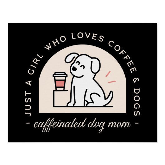 Funny dog mom coffee lover girl aesthetic black ポスター (正面)