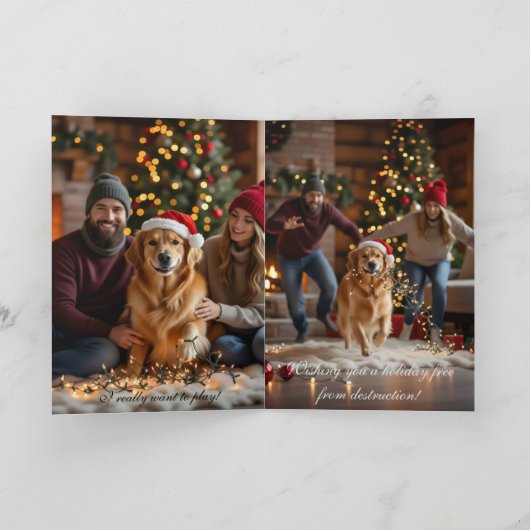 Funny Dog Naughty List Custom Text Christmas カード (内部)