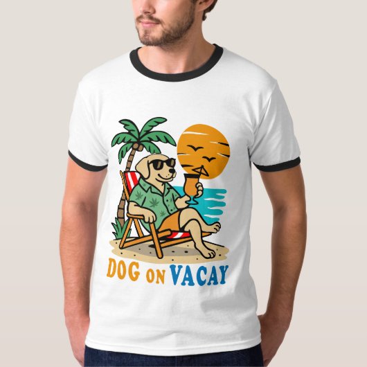 Funny Dog on Vacation T-Shirt | Cute Summer Tシャツ (正面)