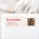 Funny Dog Pet Photo Merry Christmas Return Address ラベル (インサイチュ)