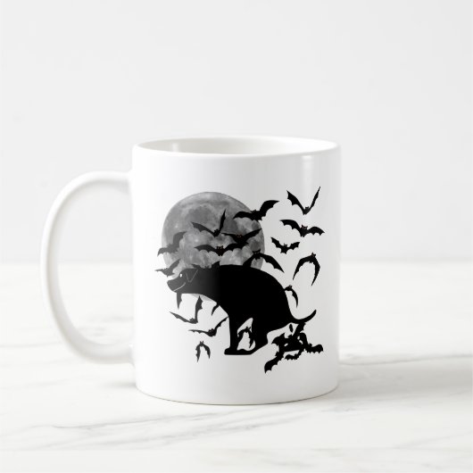 Funny Dog Pooping Bats コーヒーマグカップ (左)