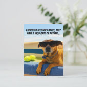 Funny Dog Retirement Boat Tennis Balls Sunglasses  シーズンポストカード (スタンド正面)