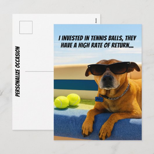 Funny Dog Retirement Boat Tennis Balls Sunglasses  シーズンポストカード (正面/裏面)