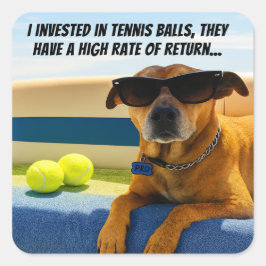 Funny Dog Retirement Boat Tennis Balls Sunglasses  スクエアシール