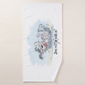 Funny Dog Rolling Cartoon バスタオル (バスタオル)