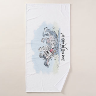 Funny Dog Rolling Cartoon バスタオル