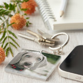 Funny Dog Sticking Tongue Out Photo キーホルダー (正面右)