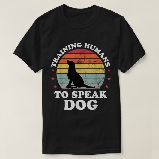 Funny Dog Trainer Retro Sunset Design Tシャツ (デザイン正面)