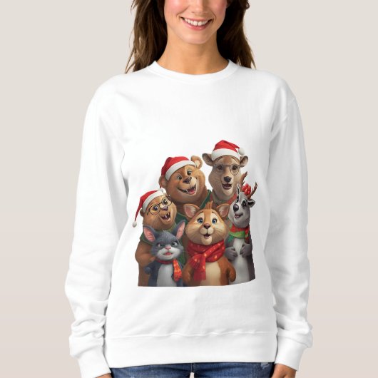 Funny Dog Trio Hoodie – Cute Animal Sweatshirt  スウェットシャツ (正面)